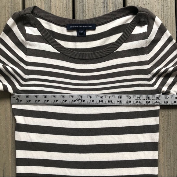 French Connection Gray & White Striped Fine Gage Knit Long Sleeve Dress Size 10 - Picture 9 of 10